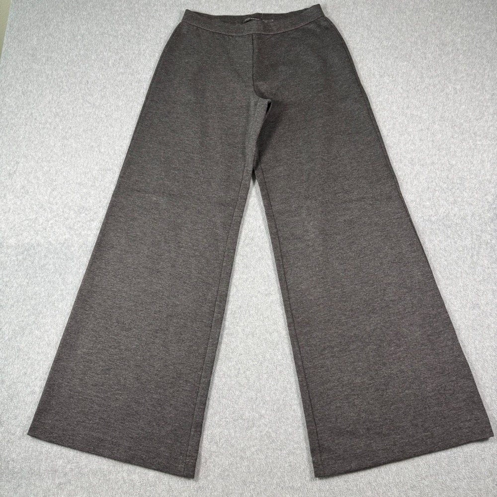 NWT Josie Natori Womens XS Charcoal Ponte Knit Wide Leg Pants Heather Gray